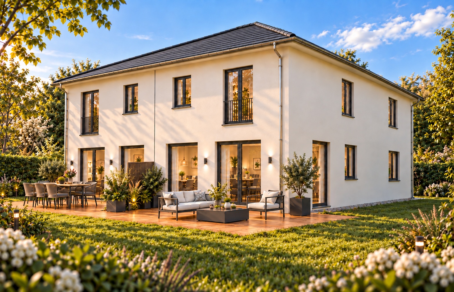 Stadtvilla mit Garten und Terrasse – Einrichtungsvorschlag